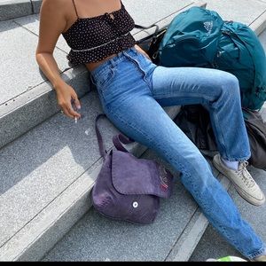 Reformation blue jeans! Sooo cute and comfortable but grew out of them.